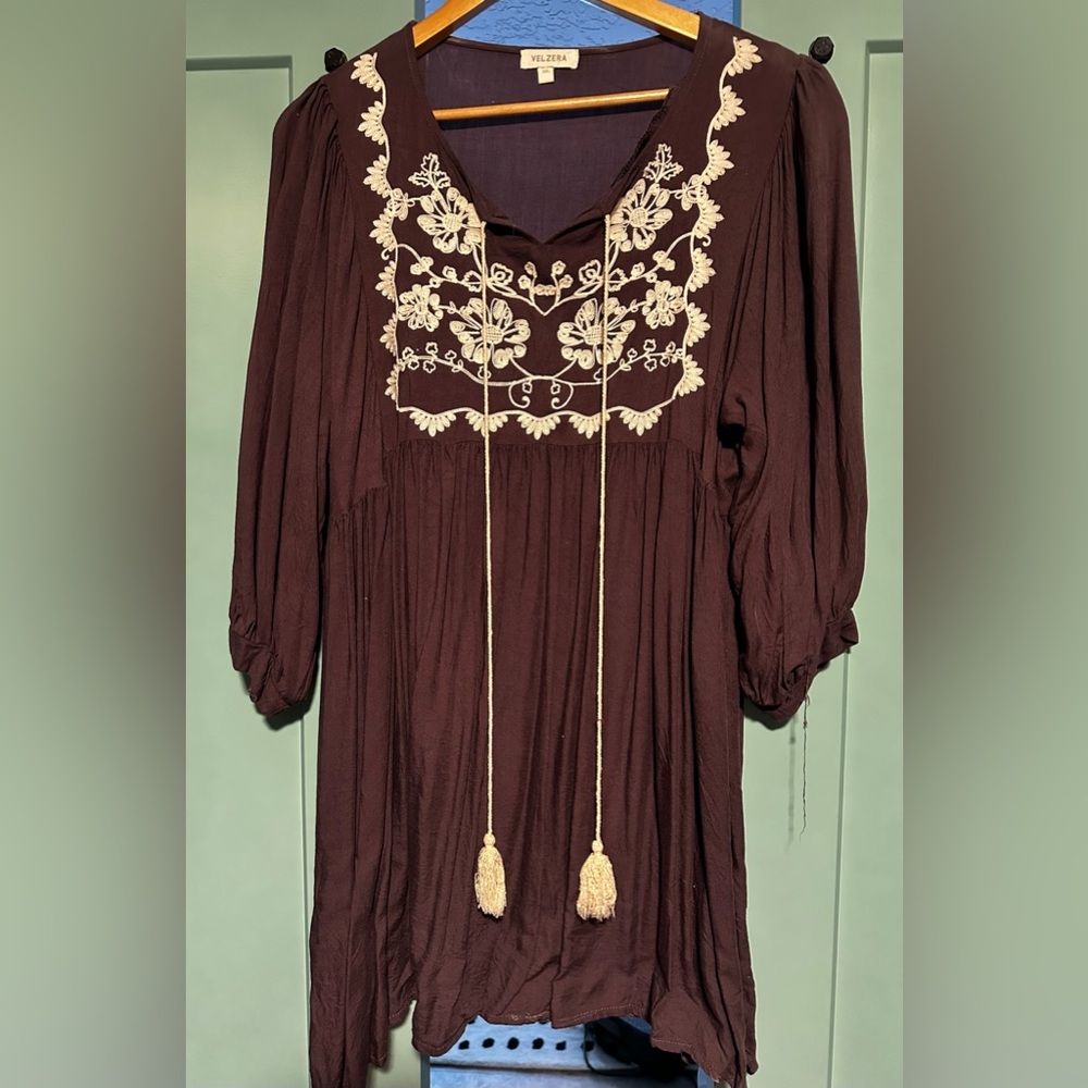 Chocolate brown colored boho top.